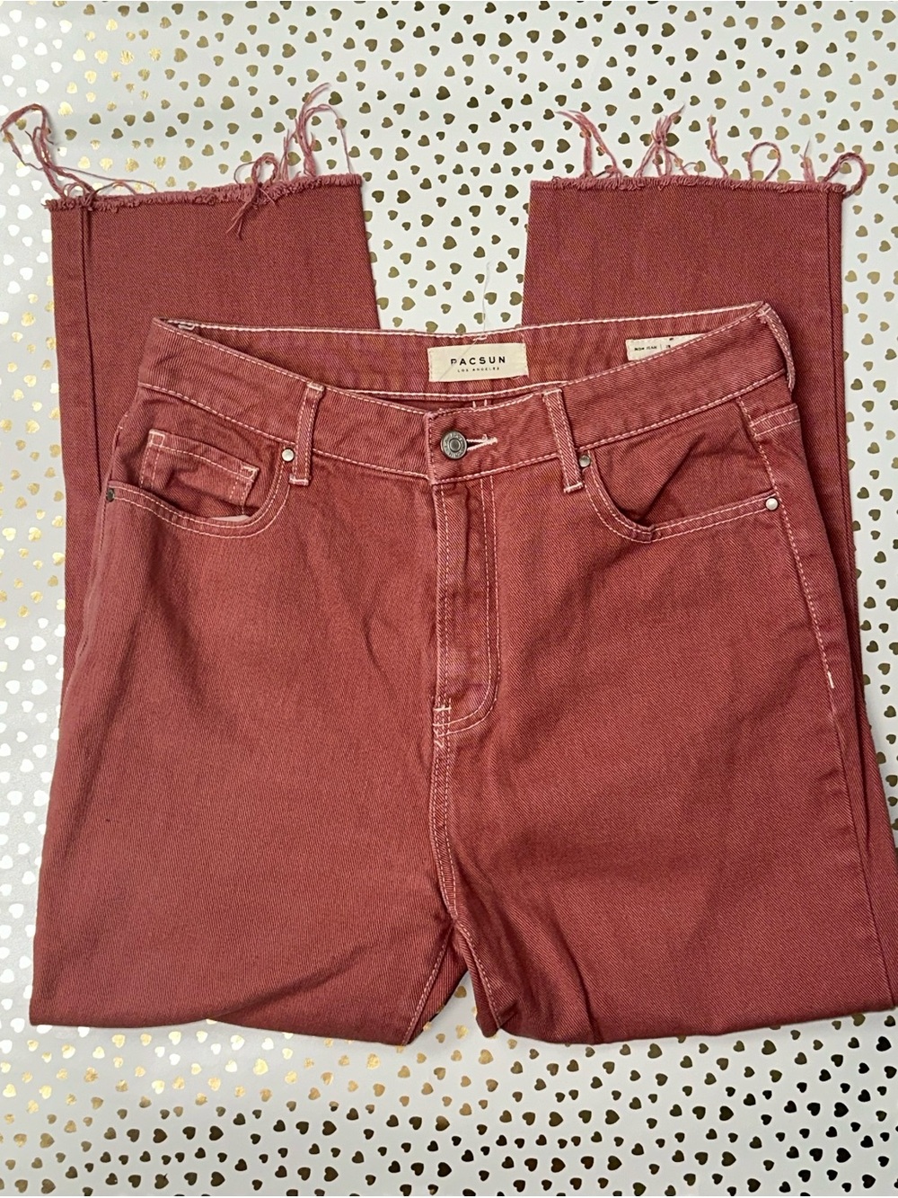 PacSun Wome Rust Red Straight-Leg Jeans